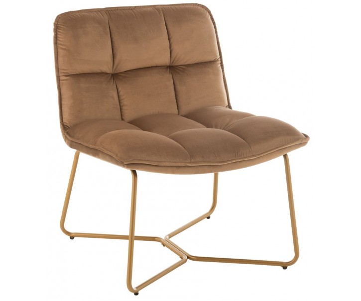 Hnědé sametové křeslo Lounge Lisa Brown - 65*58*85cm J-Line by Jolipa