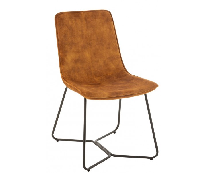 Okrová sametová jídelní židle Chair Isabel Ochre - 64*47*89cm J-Line by Jolipa
