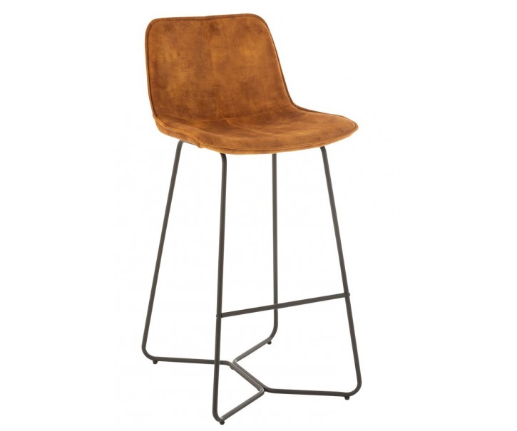 Okrová sametová barová stolička Barchair Isabel Ochre - 57*48*103cm J-Line by Jolipa