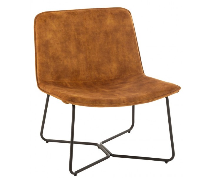 Okrové sametové křeslo Lounge Isabel Ochre - 71*68*78cm J-Line by Jolipa