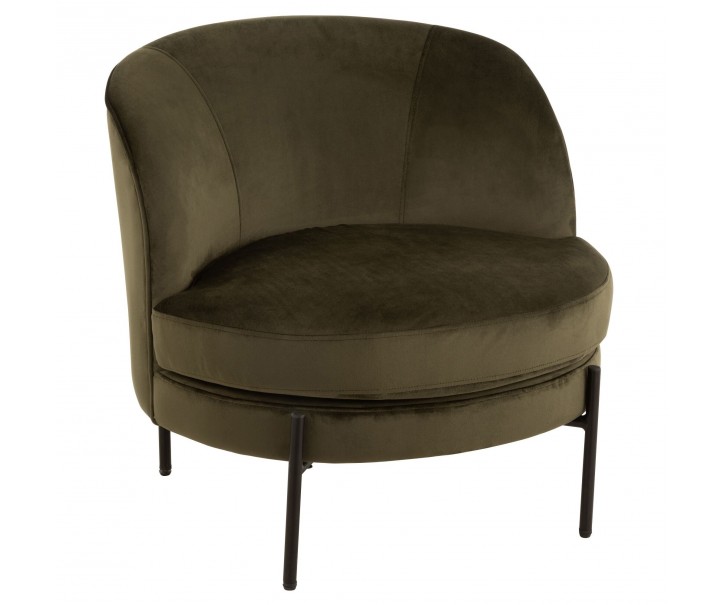 Zelené sametové kulaté křeslo Lounge chair Jammy Green - 71*67*66cm J-Line by Jolipa