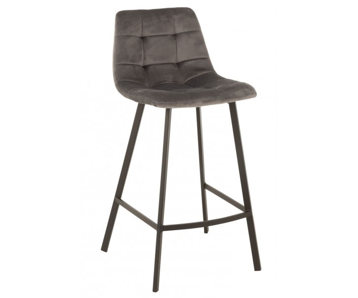 Šedá sametová barová židle Barstool Morgan Grey - 47*43*95cm J-Line by Jolipa