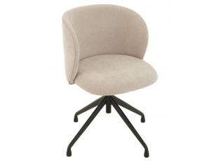 Béžová sametová jídelní točící židle Chair Turn Beige - 56*48*77cm
