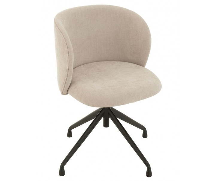 Béžová sametová jídelní točící židle Chair Turn Beige - 56*48*77cm J-Line by Jolipa