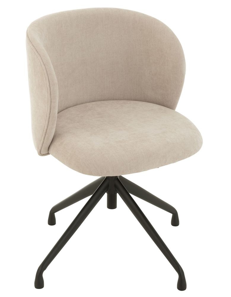 Béžová sametová jídelní točící židle Chair Turn Beige - 56*48*77cm