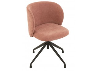 Růžová sametová jídelní točící židle Chair Turn Pink - 56*48*77cm