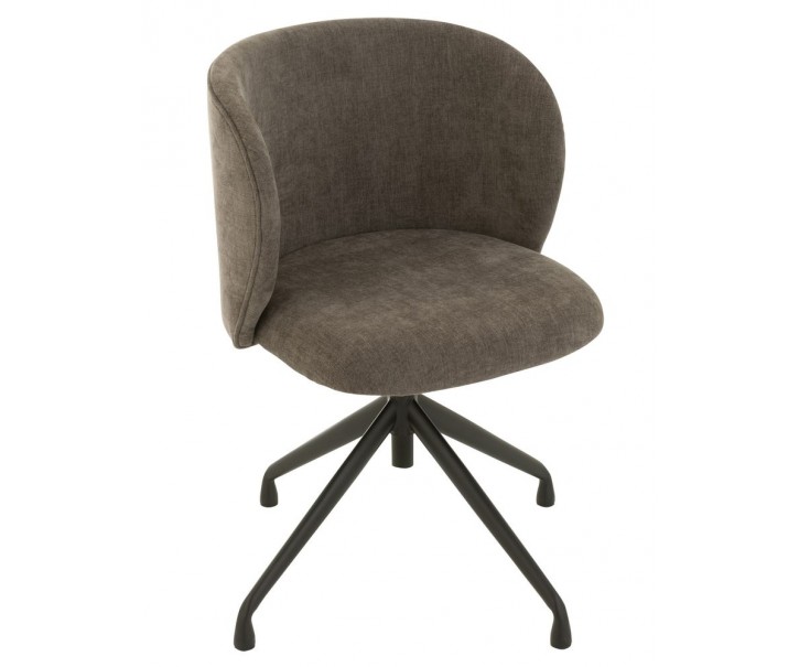 Šedá sametová jídelní točící židle Chair Turn Grey - 56*48*77cm J-Line by Jolipa