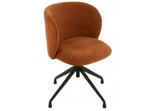 Oranžová sametová jídelní točící židle Chair Turn Rusty - 56*48*77cm