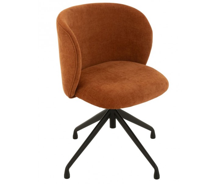 Oranžová sametová jídelní točící židle Chair Turn Rusty - 56*48*77cm J-Line by Jolipa