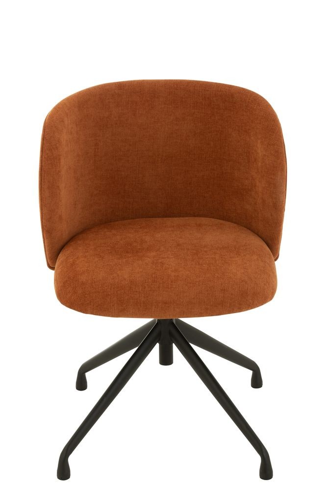 Oranžová sametová jídelní točící židle Chair Turn Rusty - 56*48*77cm J-Line by Jolipa Oranžová sametová jídelní točící židle Chair Turn Rusty - 56*48*77cm J-Line by Jolipa