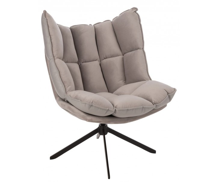Šedé sametové relaxační křeslo Chair Relax Bubby Grey - 78*73*92cm J-Line by Jolipa