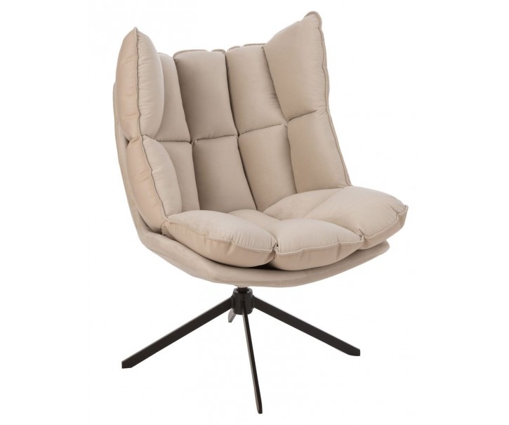 Béžové sametové relaxační křeslo Chair Relax Bubby Beige - 78*73*92cm J-Line by Jolipa