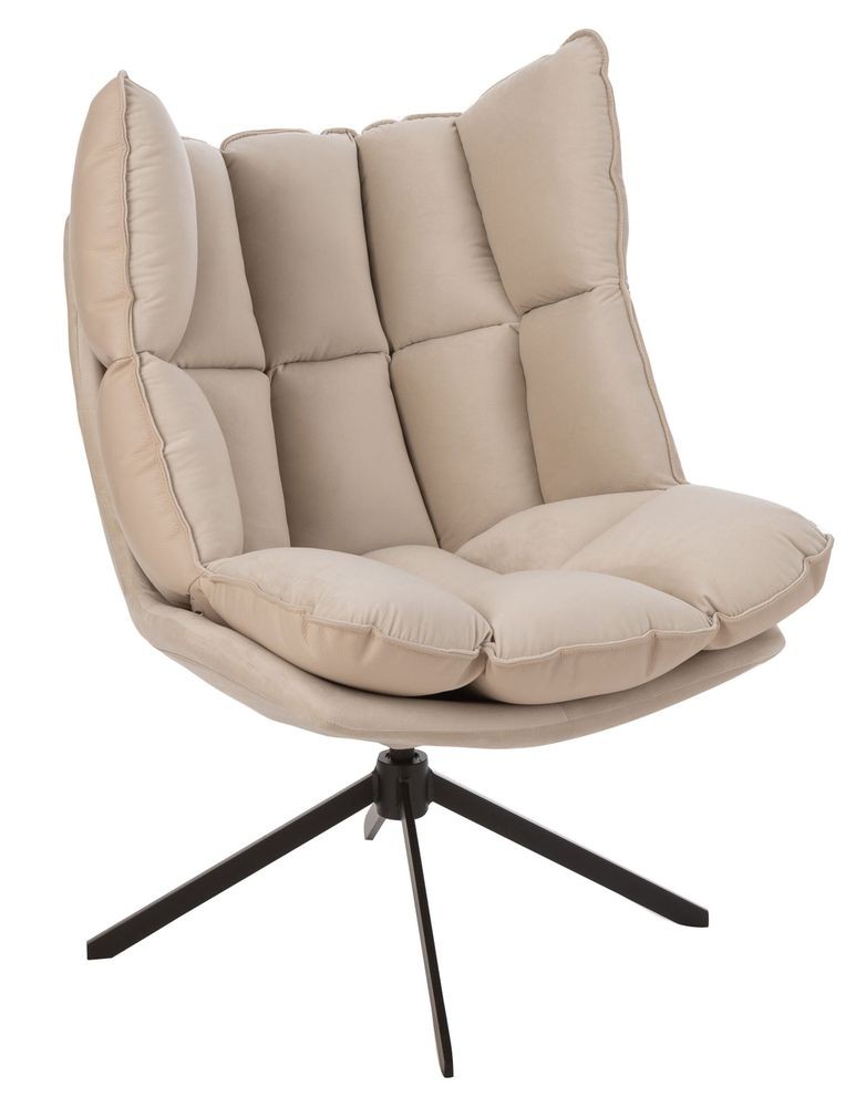 Béžové sametové relaxační křeslo Chair Relax Bubby Beige - 78*73*92cm