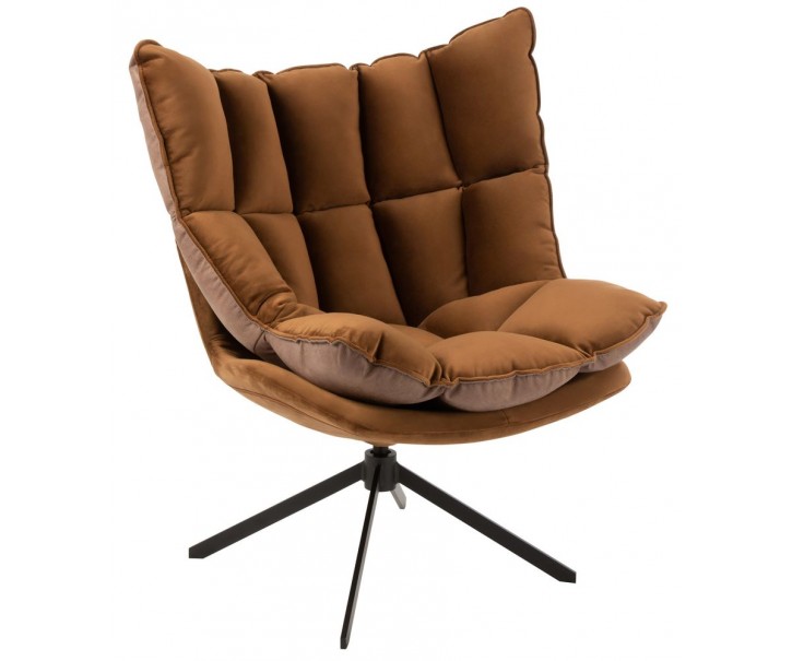 Hnědé sametové relaxační křeslo Chair Relax Bubby Brown - 78*73*92cm J-Line by Jolipa