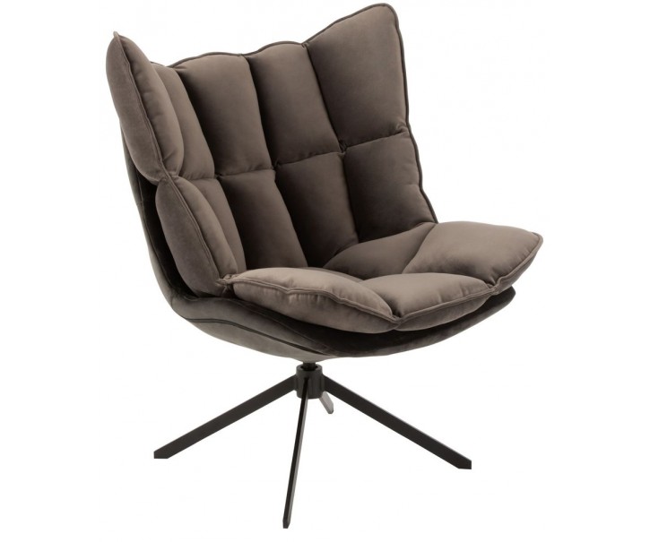 Tmavě šedé sametové relaxační křeslo Chair Relax Bubby Grey - 78*73*92cm J-Line by Jolipa