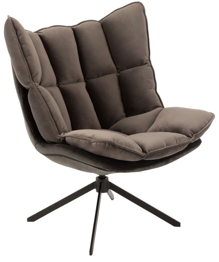 Tmavě šedé sametové relaxační křeslo Chair Relax Bubby Grey - 78*73*92cm