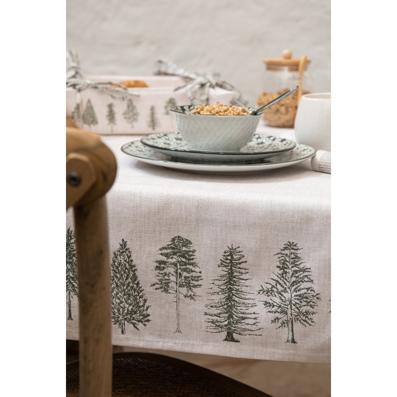 Béžový bavlněný běhoun se stromky Natural Pine Trees - 50*160 cm Clayre & Eef Béžový bavlněný běhoun se stromky Natural Pine Trees - 50*160 cm Clayre & Eef