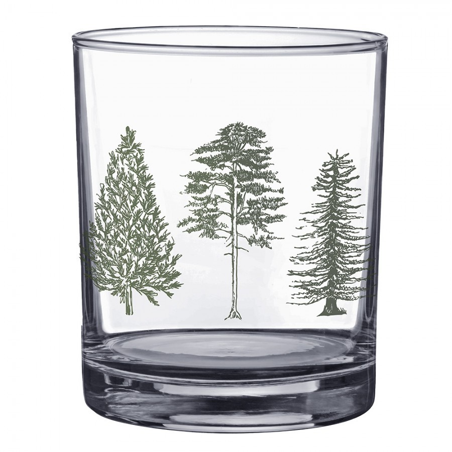 Transparentní sklenice na pití se stromky Natural Pine Trees - Ø 7*9 cm / 230 ml Clayre & Eef Transparentní sklenice na pití se stromky Natural Pine Trees - Ø 7*9 cm / 230 ml Clayre & Eef