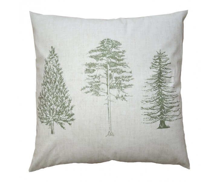 Béžový povlak na polštář se stromky Natural Pine Trees - 45*45 cm Clayre & Eef
