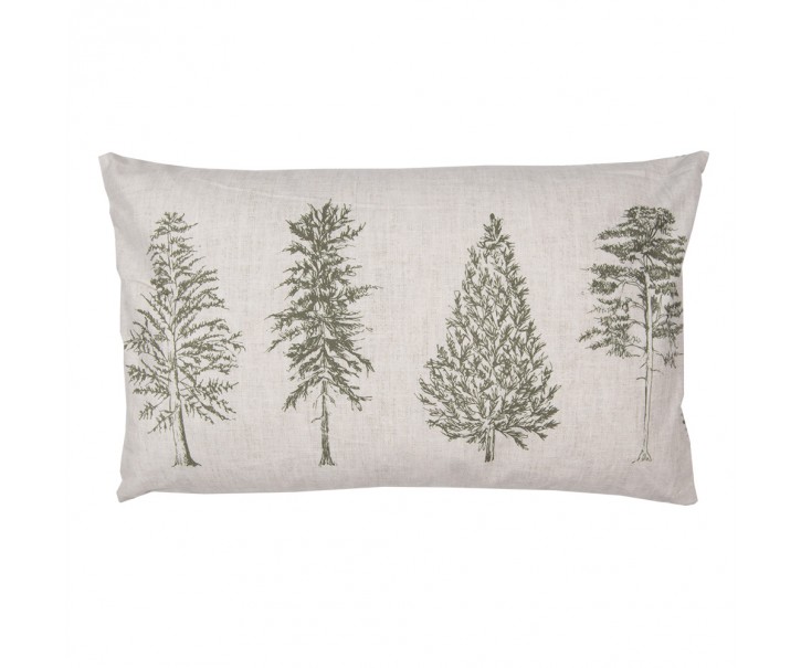 Béžový povlak na polštář se stromky Natural Pine Trees I - 30*50cm Clayre & Eef