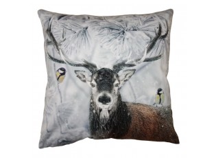 Zimní sametový povlak na polštář Jelen se sýkorkami Deer I - 45*45 cm