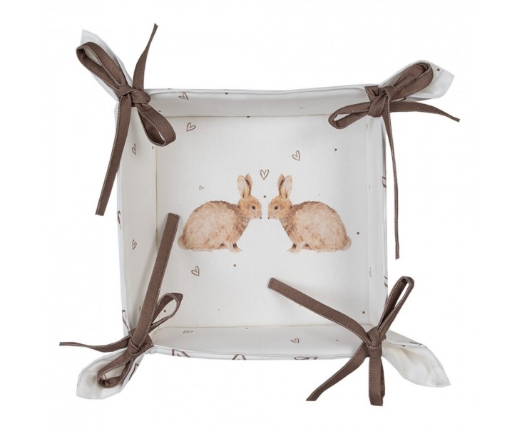 Bavlněný košík na pečivo s motivem králíčků Bunnies in Love - 35*35*8cm Clayre & Eef