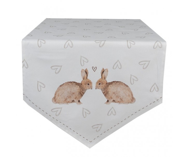 Bavlněný běhoun na stůl s motivem králíčků Bunnies in Love - 50*160cm Clayre & Eef