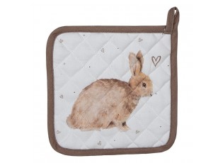 Bavlněná chňapka - podložka s motivem králíčka a srdíček Bunnies in Love - 20*20 cm