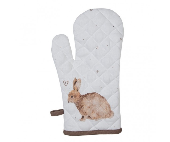 Bavlněná dětská chňapka - rukavice s motivem králíčka a srdíček Bunnies in Love - 12*21 cm Clayre & Eef