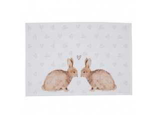 6ks bavlněné prostírání s motivem králíčků a srdíček Bunnies in Love - 48*33cm