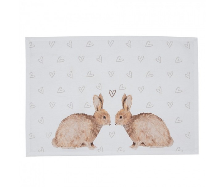 6ks bavlněné prostírání s motivem králíčků a srdíček Bunnies in Love - 48*33cm Clayre & Eef