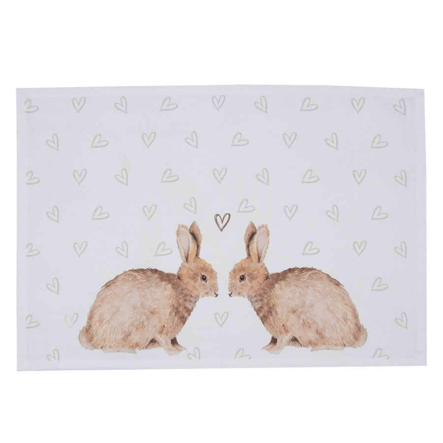 6ks bavlněné prostírání s motivem králíčků a srdíček Bunnies in Love - 48*33cm Clayre & Eef 6ks bavlněné prostírání s motivem králíčků a srdíček Bunnies in Love - 48*33cm Clayre & Eef