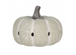 Šedo-zelená antik dekorace dýně s ornamentem Pumpkin - Ø 23*18 cm