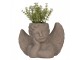 Šedý antik cementový květináč Anděl - 23*13*17cm Clayre & Eef