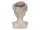 Šedý antik cementový květináč hlava ženy s květy - 22*21*35 cm Clayre & Eef