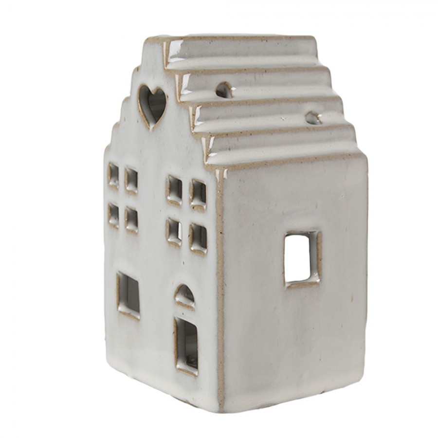 Béžový porcelánový domek svícen na čajovou svíčku Christmas House M - 9*7*14 cm Clayre & Eef Béžový porcelánový domek svícen na čajovou svíčku Christmas House M - 9*7*14 cm Clayre & Eef