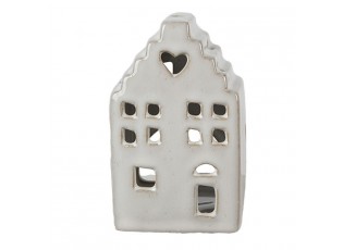 Béžový porcelánový domek svícen na čajovou svíčku Christmas House S - 7*6*11 cm