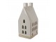 Béžová dekorace porcelánový domek s Led světýlky Christmas House M - 8*6*15 cm Clayre & Eef