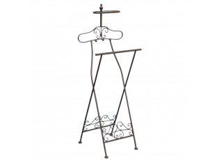 Hnědý antik kovový němý sluha / stojan na oblečení Dressboy - 46*41*121 cm