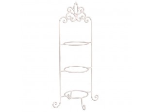 Bílý antik kovový stojan na 3 talíře Etagere - 38*30*77 cm