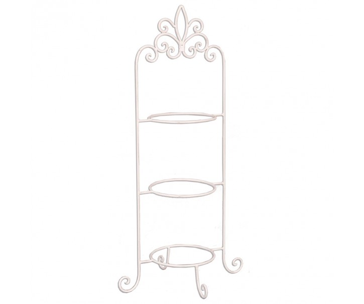 Bílý antik kovový stojan na 3 talíře Etagere - 38*30*77 cm Clayre & Eef