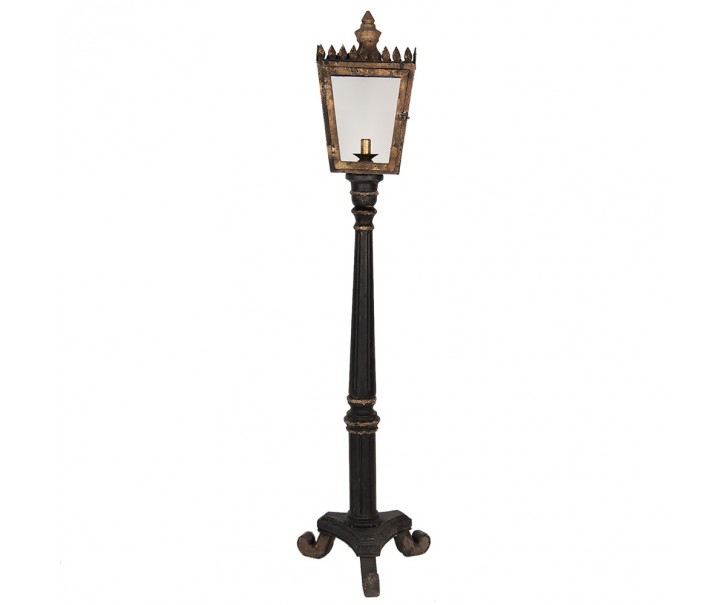Černo-zlatá stojací lampa ve tvaru pouliční lampy Pip - 44*40*172 cm E14/max 1*25W Clayre & Eef