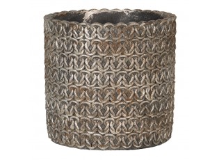 Šedý cementový obal na květináč s drátěnými oky M - Ø 15*14 cm