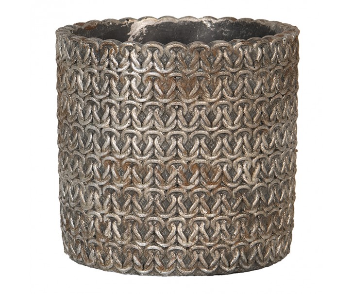 Šedý cementový obal na květináč s drátěnými oky M - Ø 15*14 cm Clayre & Eef