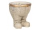 Šedý antik cementový květináč kalhoty s páskem - Ø 15*17 cm Clayre & Eef