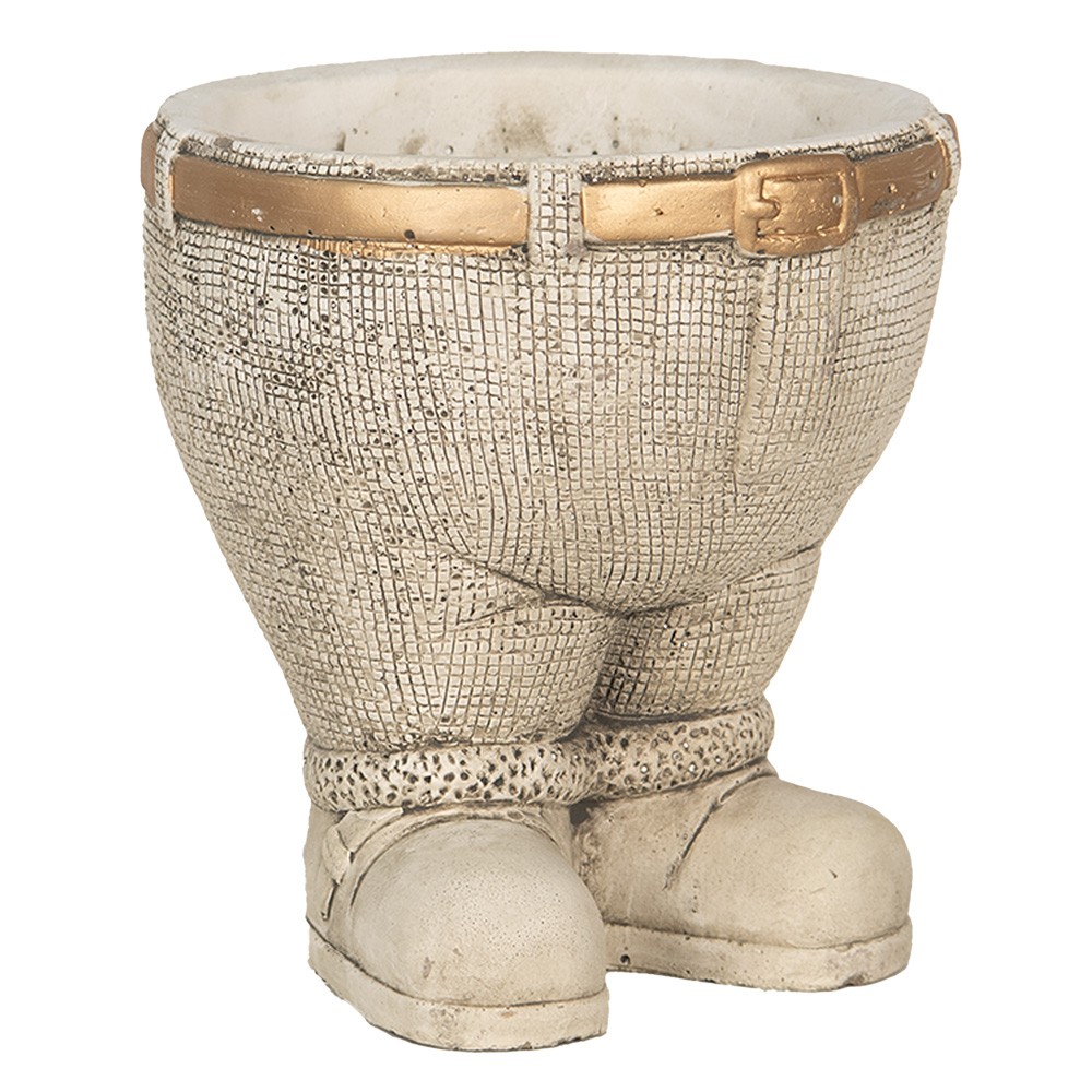 Šedý antik cementový květináč kalhoty s páskem - Ø 15*17 cm Clayre & Eef Šedý antik cementový květináč kalhoty s páskem - Ø 15*17 cm Clayre & Eef
