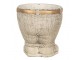 Šedý antik cementový květináč kalhoty s páskem - Ø 15*17 cm Clayre & Eef