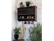 Hnědá antik dřevěná nástěnná polička s přihrádkami a háčky Plate Rack - 80*20*55 cm Chic Antique
