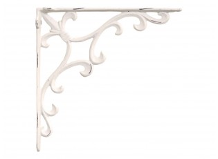 Krémová antik litinová konzole s ornamentem Lilie French - 25*4*25 cm