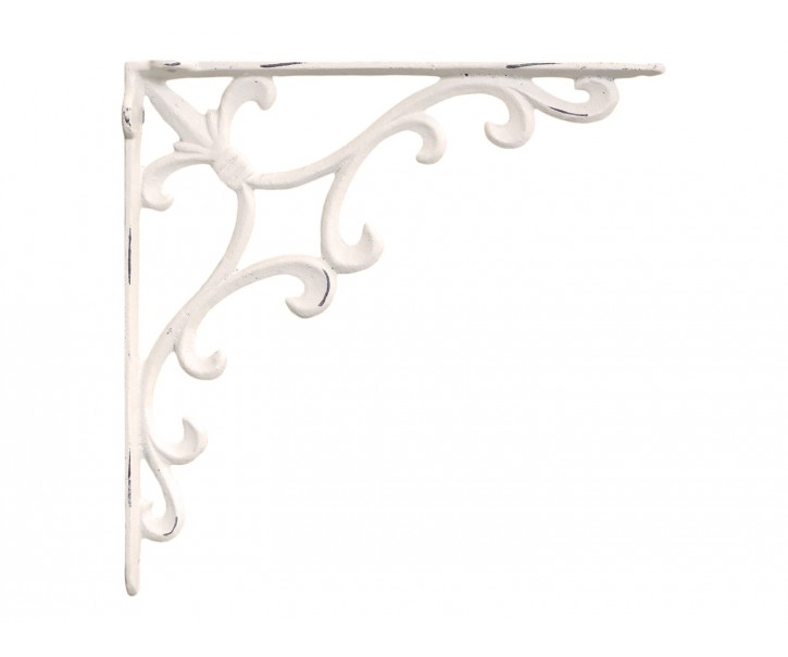 Krémová antik litinová konzole s ornamentem - 25*4*25 cm Chic Antique
